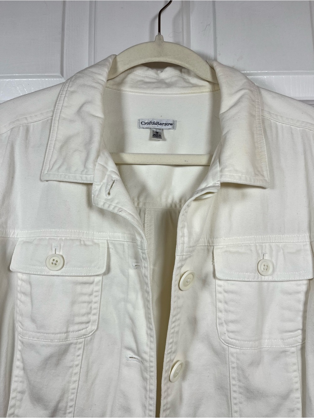 Croft & Barrow Off-White Stretch Cotton Button Up Jacket - Medium - Picture 3 of 16